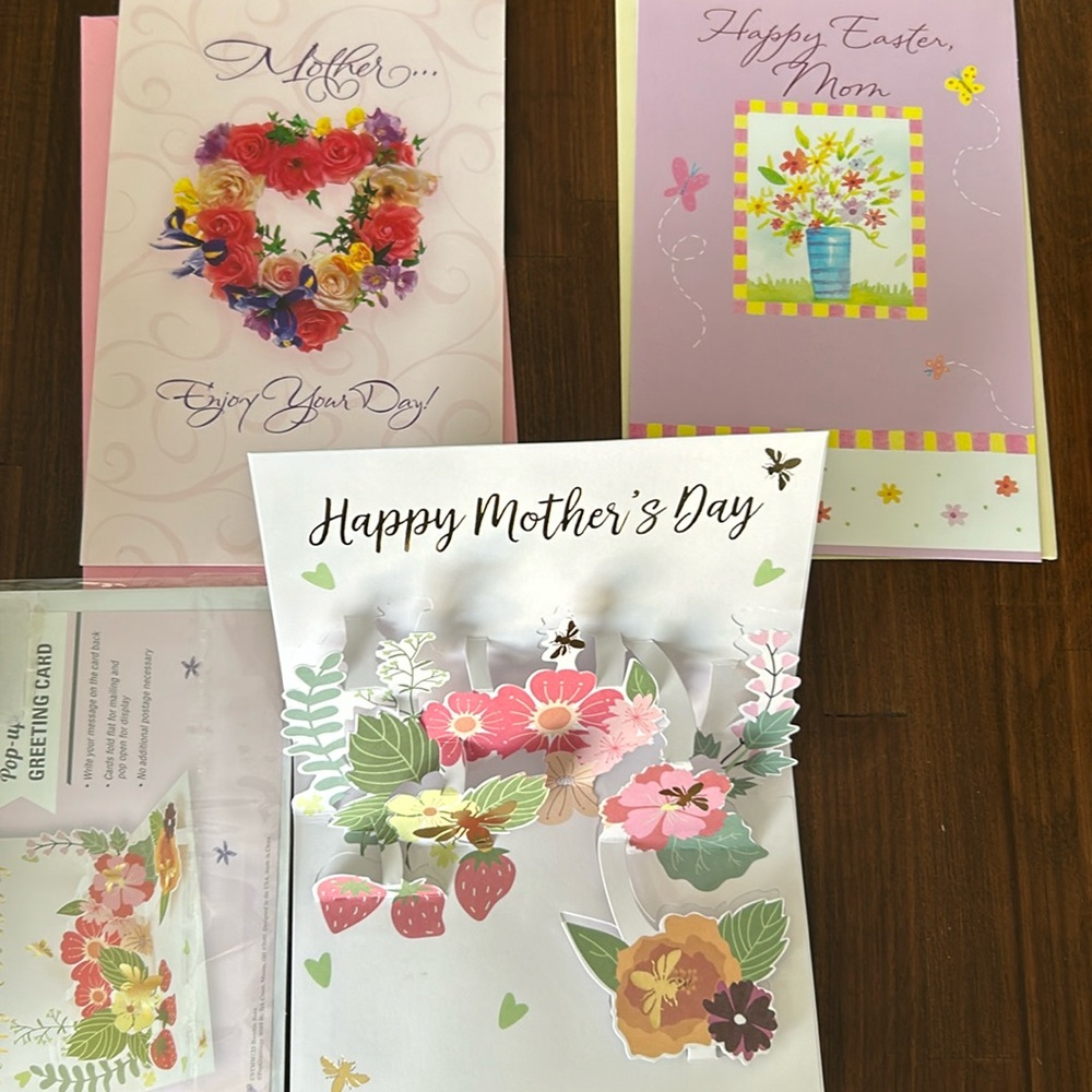 Set of three Mother’s Day cards, and Easter with envelopes brand new